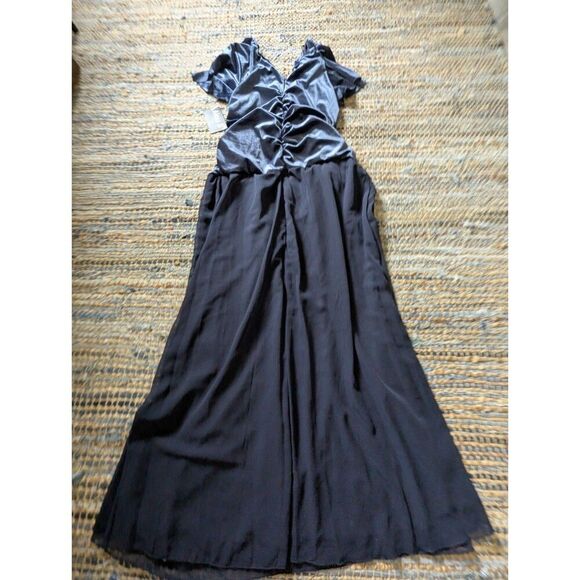 NWT Alexa B Nites 16W Sleeveless Ruched Neck Blue Evening Gown Velvet Chiffon - Picture 8 of 8